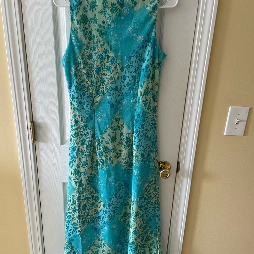 Karin Stevens Size 12 Teal Floral 2-Piece Dress & Jacket Set 🌿💙 - Picture 4 of 8